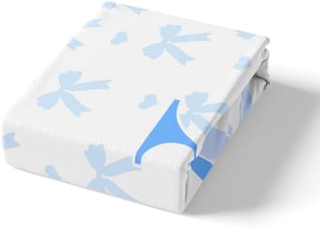 Manfei Blue Bow Fitted Sheet Set Queen Size 1
