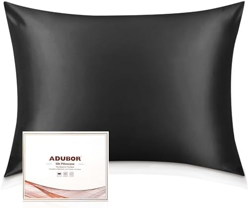 Adubor Silk Pillowcase - 23 Momme 900 Thread Count Black 1PC