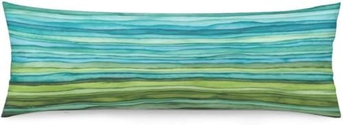 TOKILIAR 20x54 Green Blue Striped Throw Pillow Cover