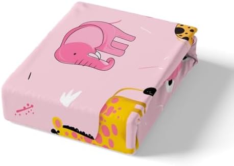 Manfei Cartoon Animal Sheet Set Giraffe Zebra Lion Elephant Twin Size