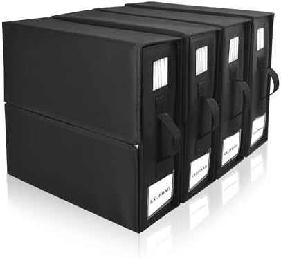 4 Pack Sheet Organizers Storage Foldable Bed Sheet Organizer with Window Black
