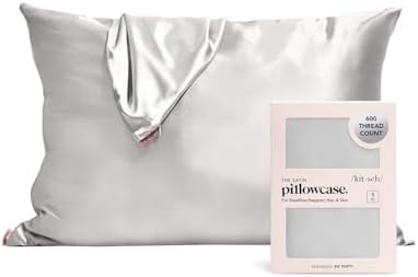 Kitsch Satin Pillowcase with Zipper - 19x26 Silver