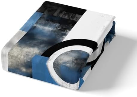 Homewish Blue Geometry Fitted Sheet Twin Set with Pillowcase