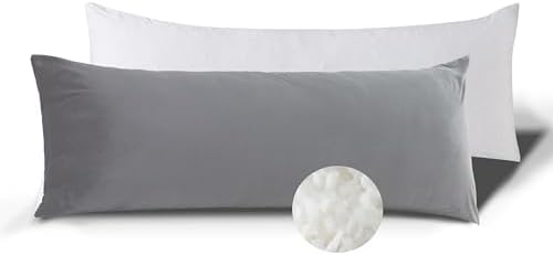 Grey Body Pillow for Adults with Shredded Memory Foam