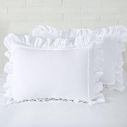 YINFUNG White Ruffled Pillow Shams Set of 2 20x30 Queen Size
