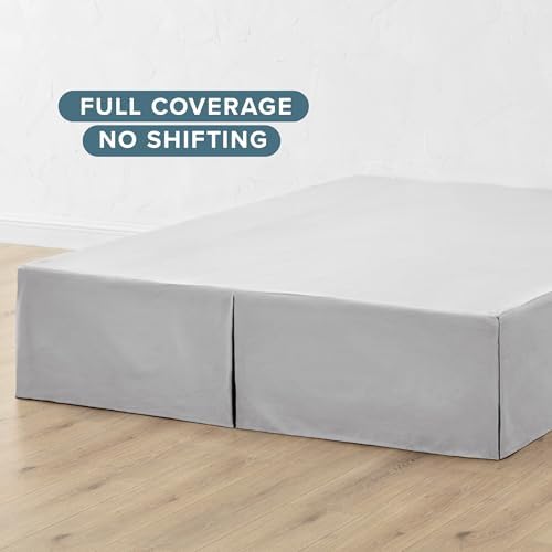 Bare Home Queen Bed Skirt 15-Inch Drop Light Grey