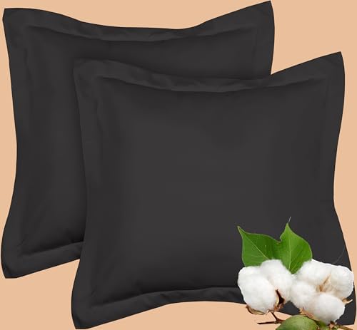 THREADZEN 26x26 Euro Pillow Shams Set of 2 Black