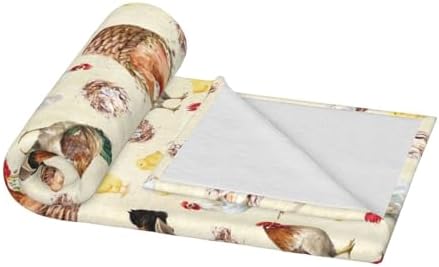 Cozy Flannel Blanket with Cute Chicken Pattern - 50x40 Inches