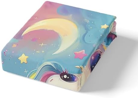 Manfei Unicorn Cartoon Bed Sheet Set Twin with Pillowcase