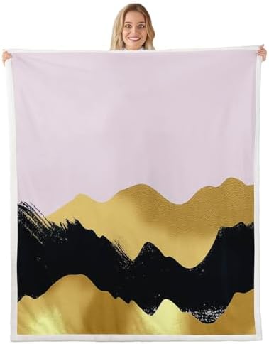 Feelyou Black and Gold Abstract Art Fleece Throw Blanket