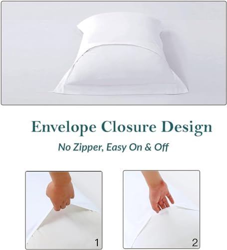 Omnegon European Square Pillow Sham Set of Two 24x24 Inch 100 Egyptian Cotton