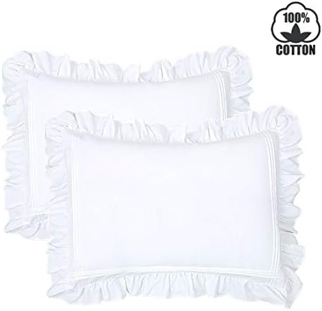 YINFUNG White Ruffled Pillow Shams Set of 2 20x30 Queen Size