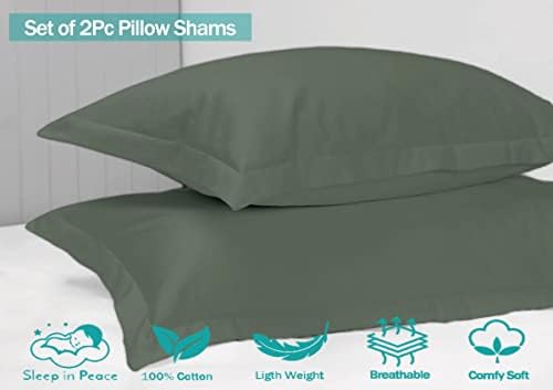 Saferay Green Pillow Shams Set of 2 Dark Grey 600 Thread Count