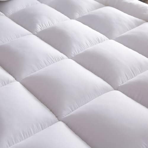 King Quilted Mattress Pad Cover with Cooling Top Deep Pocket White