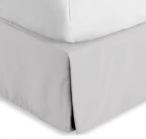 Bare Home Queen Bed Skirt 15-Inch Drop Light Grey