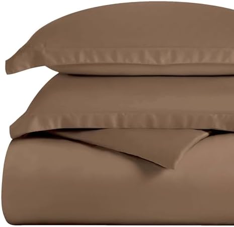 Superior 300-Thread Duvet Cover Set Premium Egyptian Cotton FullQueen Taupe 1
