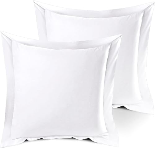 Omnegon European Square Pillow Sham Set of Two 24x24 Inch 100 Egyptian Cotton