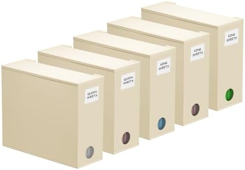 SpaceAid 5 Pack Beige Sheet Organizers for Linen Closet