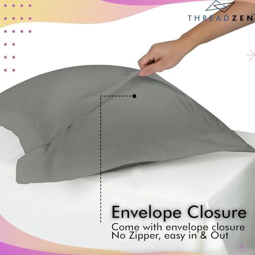 THREADZEN King Pillow Sham 20x36 Set of 2 Dark Grey