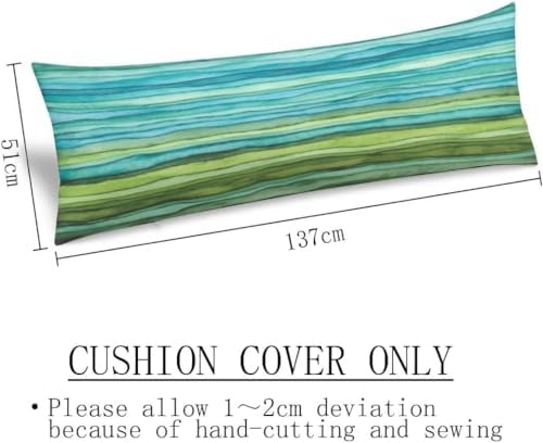 TOKILIAR 20x54 Green Blue Striped Throw Pillow Cover