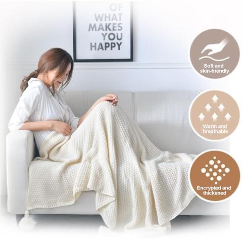 GlitzyStar Nordic Tassel Knitted Throw Blanket
