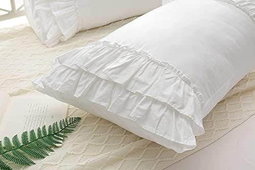 White Ruffled Pillow Shams 2-Pack King Size 20x36