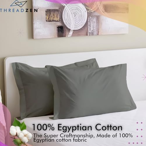 THREADZEN King Pillow Sham 20x36 Set of 2 Dark Grey