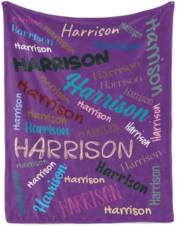 Custom Name Blanket - Personalized Flannel Throw for Baby Kids Adults Purple