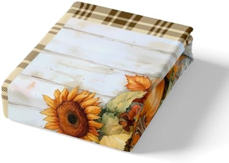 Fall Pumpkin Fitted Sheet Set Twin Size with Pillowcase