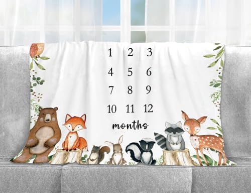 Yuzioey Twins Woodland Milestone Blanket