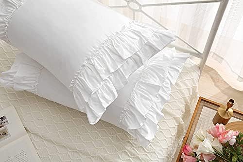 White Ruffled Pillow Shams 2-Pack King Size 20x36
