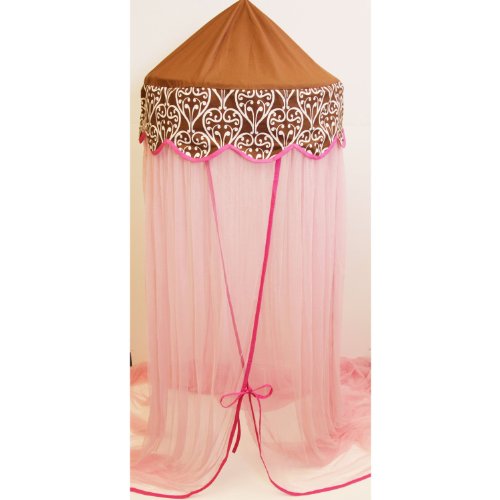 Bacati Damask PinkChoc Full Bed Skirt