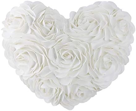JWH 3D Flower Heart Shaped Throw Pillow Cover Bright Yellow