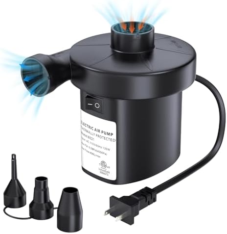 PULIDIKI Electric Air Pump with 3 Nozzles for Inflatables