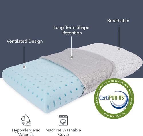 Vaverto Small Memory Foam Camping Pillow - Compressible Breathable and Machine Washable