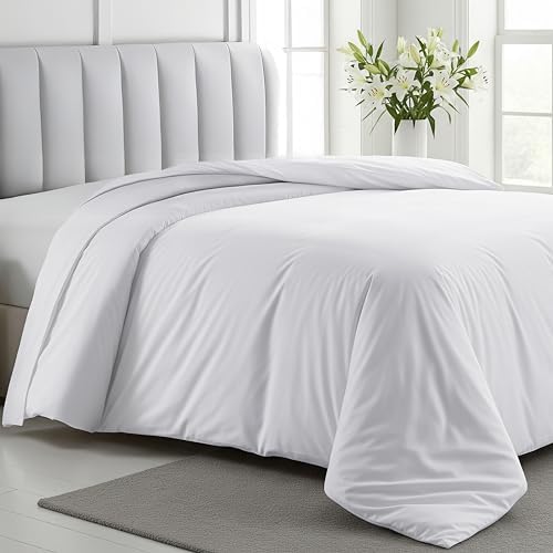 California Design Den King Duvet Cover - 400 Thread Count Sateen White