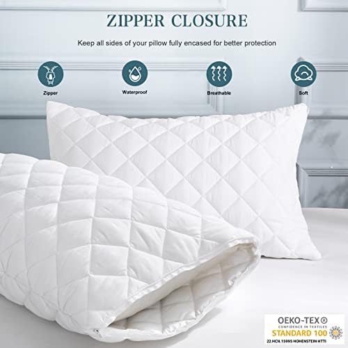UNILIBRA 2 Pack Waterproof Pillow Protector Queen Size 21x30