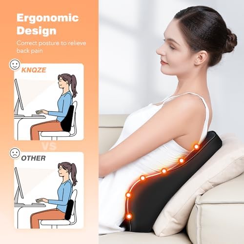 KNQZE Heated Lumbar Support Pillow with Vibration for Office Chair - Black