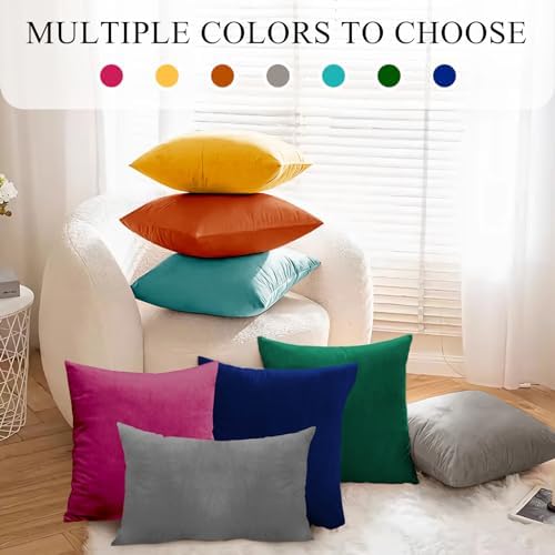 Jyumini Velvet Throw Pillow Covers 12x20 Inch Grey