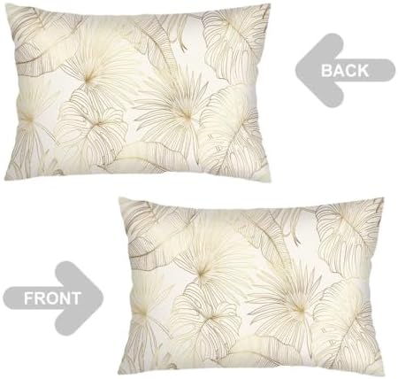DINJUNA Plant Leave Pattern Pillow Cover Set of 2 Queen Size