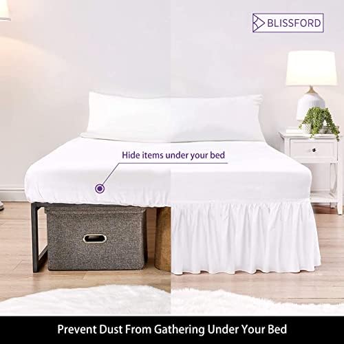White Queen Bed Skirt 18 Inch Drop with Split Corners