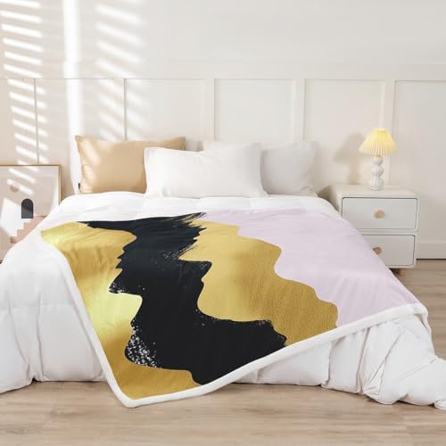 Feelyou Black and Gold Abstract Art Fleece Throw Blanket