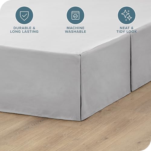 Bare Home Queen Bed Skirt 15-Inch Drop Light Grey