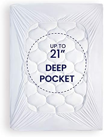 SLEEP ZONE Quilted Fitted Queen Mattress Pad Cover
