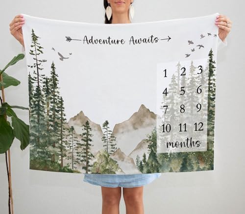 Yuzioey Forest Mountain Baby Milestone Throw