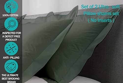 Saferay Green Pillow Shams Set of 2 Dark Grey 600 Thread Count