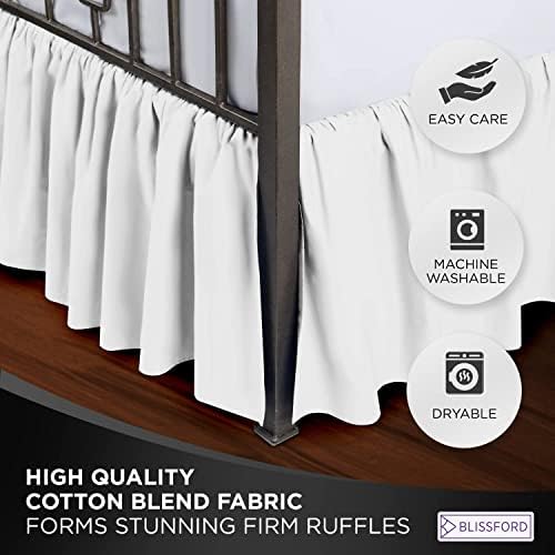 White Queen Bed Skirt 18 Inch Drop with Split Corners