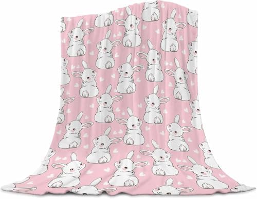 Easter Bunny Blanket 30x40 - Flannel Fleece Throw for Kids