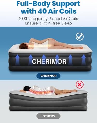 CHERIMOR Queen Air Mattress with Built-in Pump 800 lbs Support