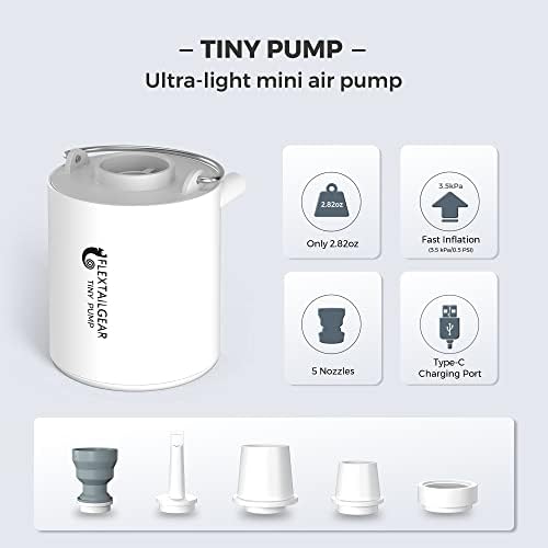 FLEXTAILGEAR Tiny Pump Portable Air Pump with USB Rechargeable Battery